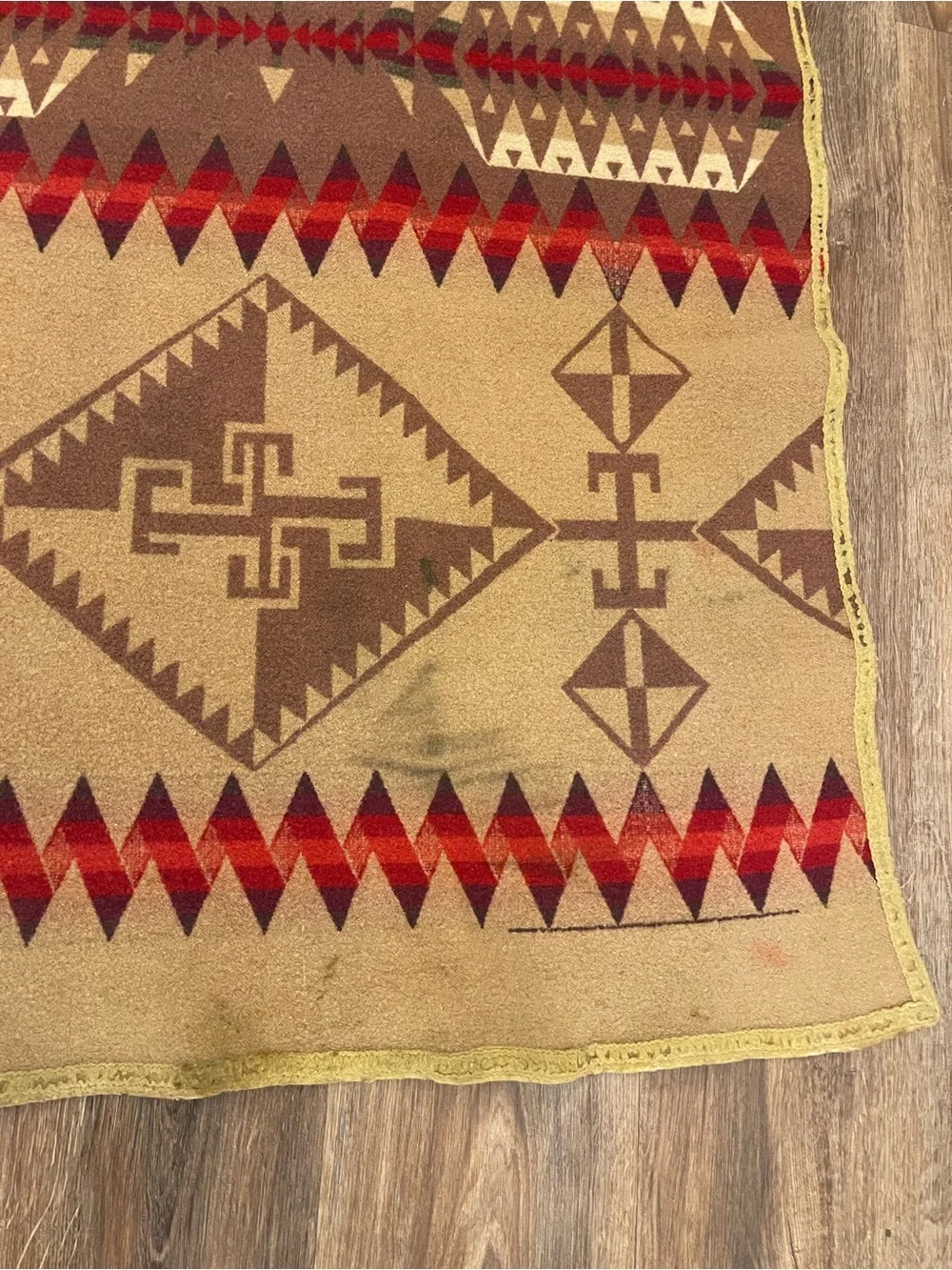 Vintage 20s Pendleton? Brown Reversible Wool Throw Blanket Aztec Tribal Western